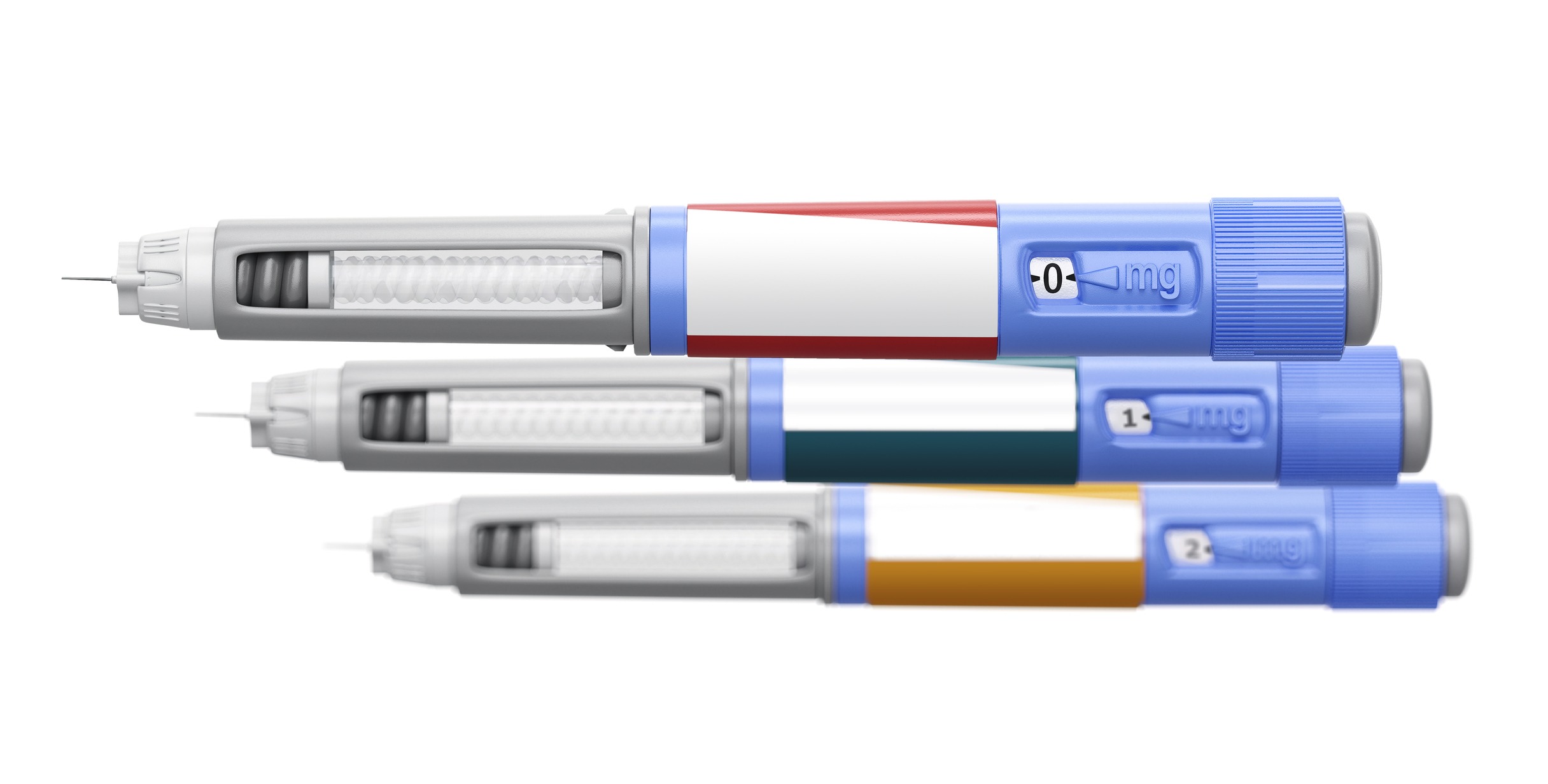 3 Mounjaro injection pens with dosage indicators